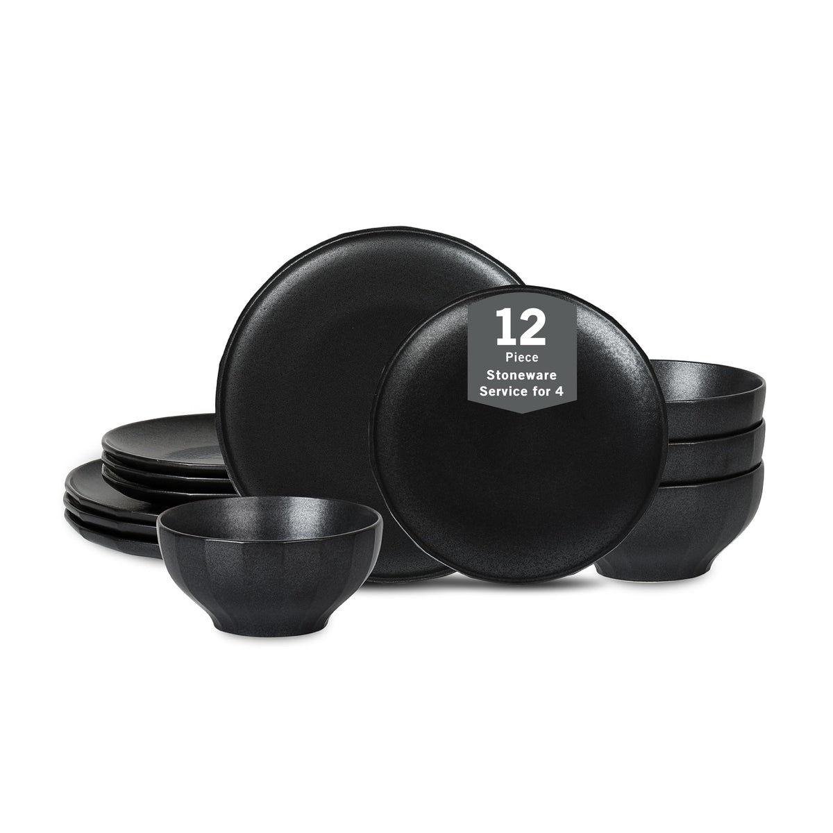 Stone Lain Rio 4-Piece Pasta Bowl Set Stoneware, Black