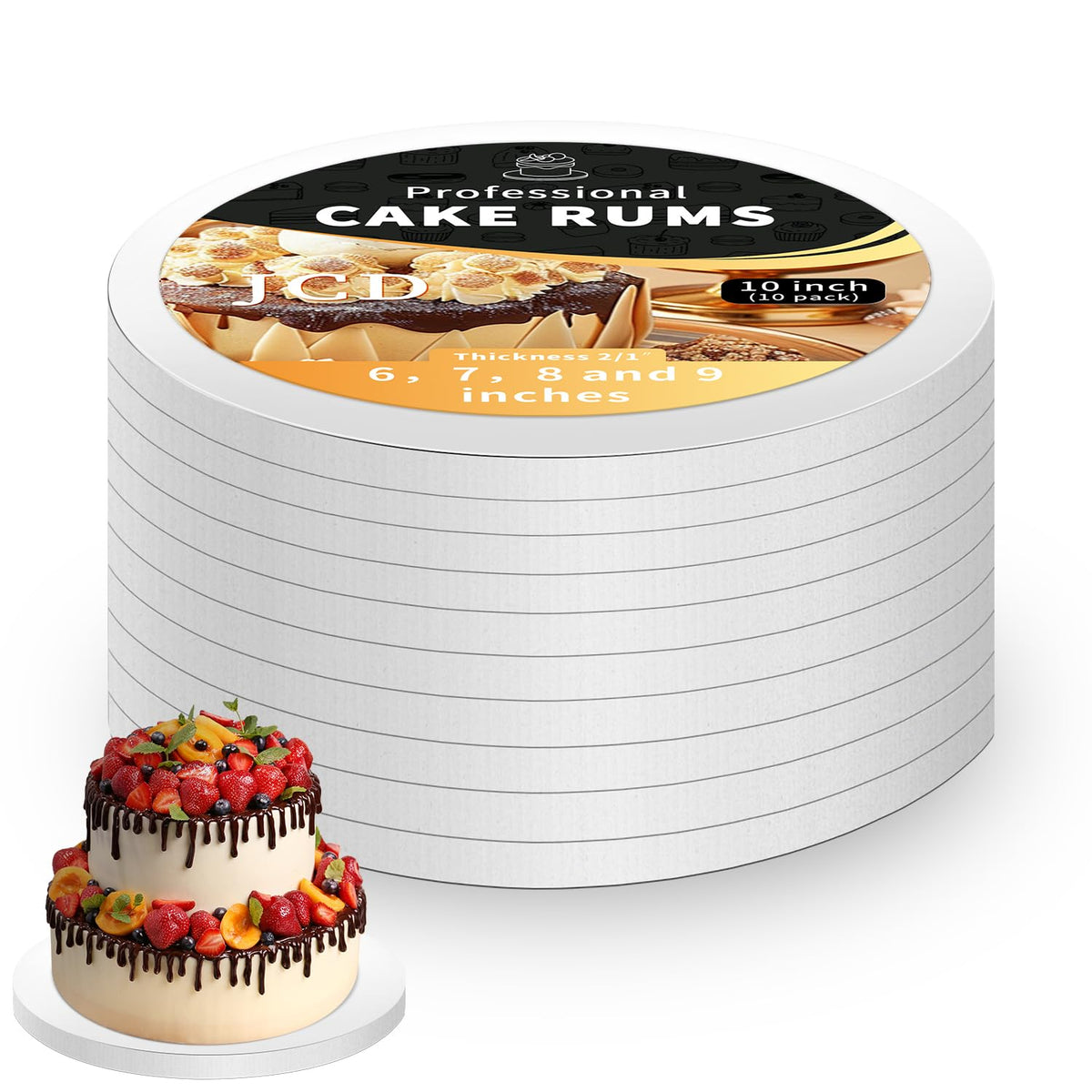 5Pcs Cake Boards 12 Inch Round - Sturdy 1/2 Inch Cake Drum, Food Grade Cake Rounds,Multiple Layers of Corrugated Cardboard for Heavy or Multi Layer Cakes for Birthdays,Weddings, Parties (12inch/5pcs)