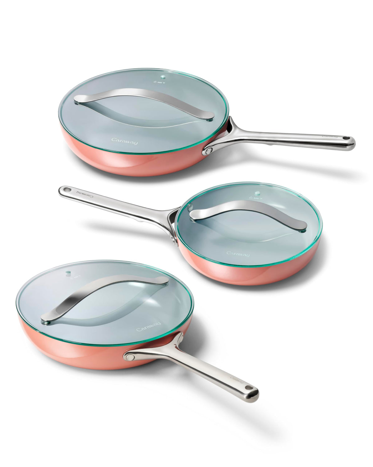 Caraway Ceramic Non-Stick Fry Pan Set with Glass Lids