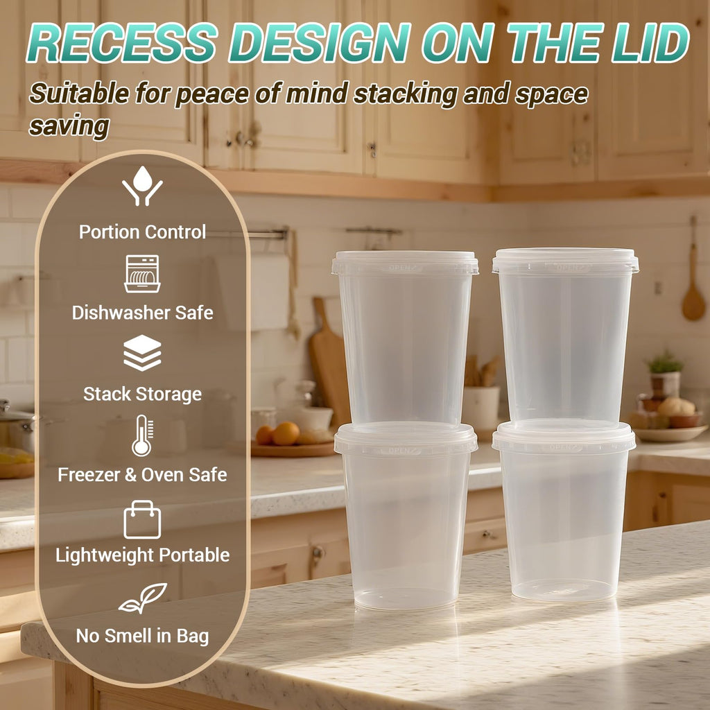 UMETASS Food Storage Containers, 26 Pack 18 oz Freezer Storage Containers with Lids, Leakproof, BPA Free, Microwave & Dishwasher Safe Takeout Container - Ideal for Soup and More