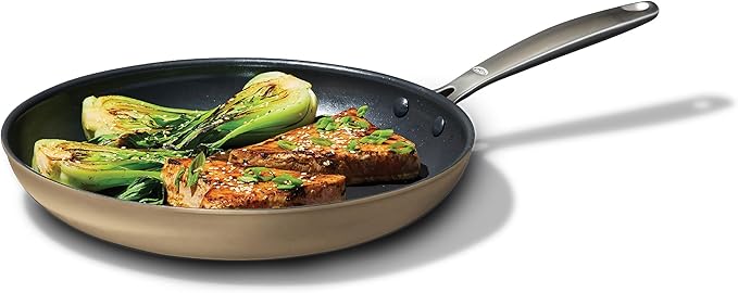 OXO Enhanced 12” Nonstick Frying Pan Skillet, Ceramic PFAS-Free Cookware, Stainless Steel Handle, Eggs & Omelets, Dishwasher & Oven Safe