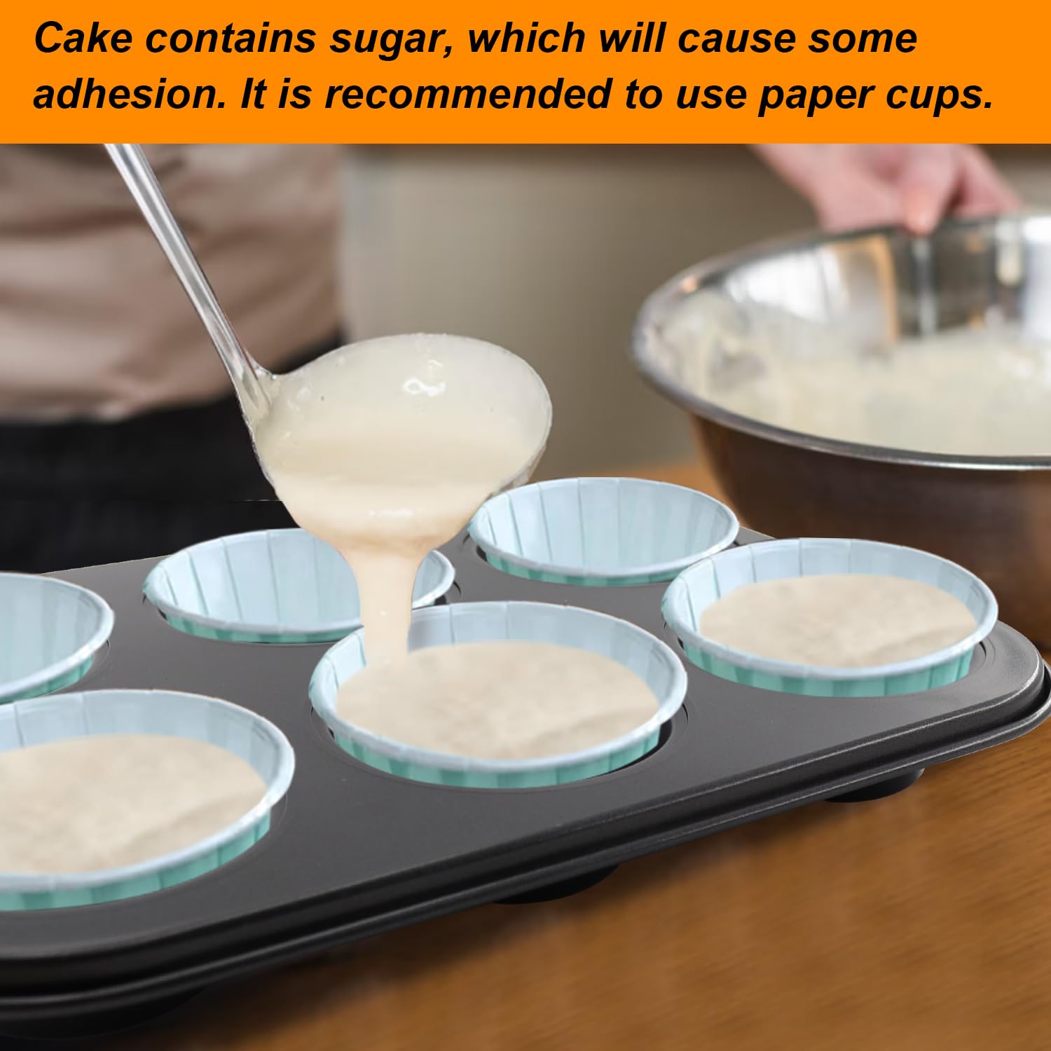 DRAONGYE 2 Packs Round Muffin Baking Pan, Premium Steel Muffin Pan for Baking, Cupcake Tin Cheesecake Pans, Bakeware Muffin Top Pan (6 Cups,Black)