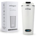 SmrtMugg GO Heated Coffee Mug, Travel Mug, 13.5 OZ. Smart Mug, Battery Powered Heated Coffee Mug, Great for Coffee and Tea, Snap on Magnetic Charging Cord, New and Improved (White)