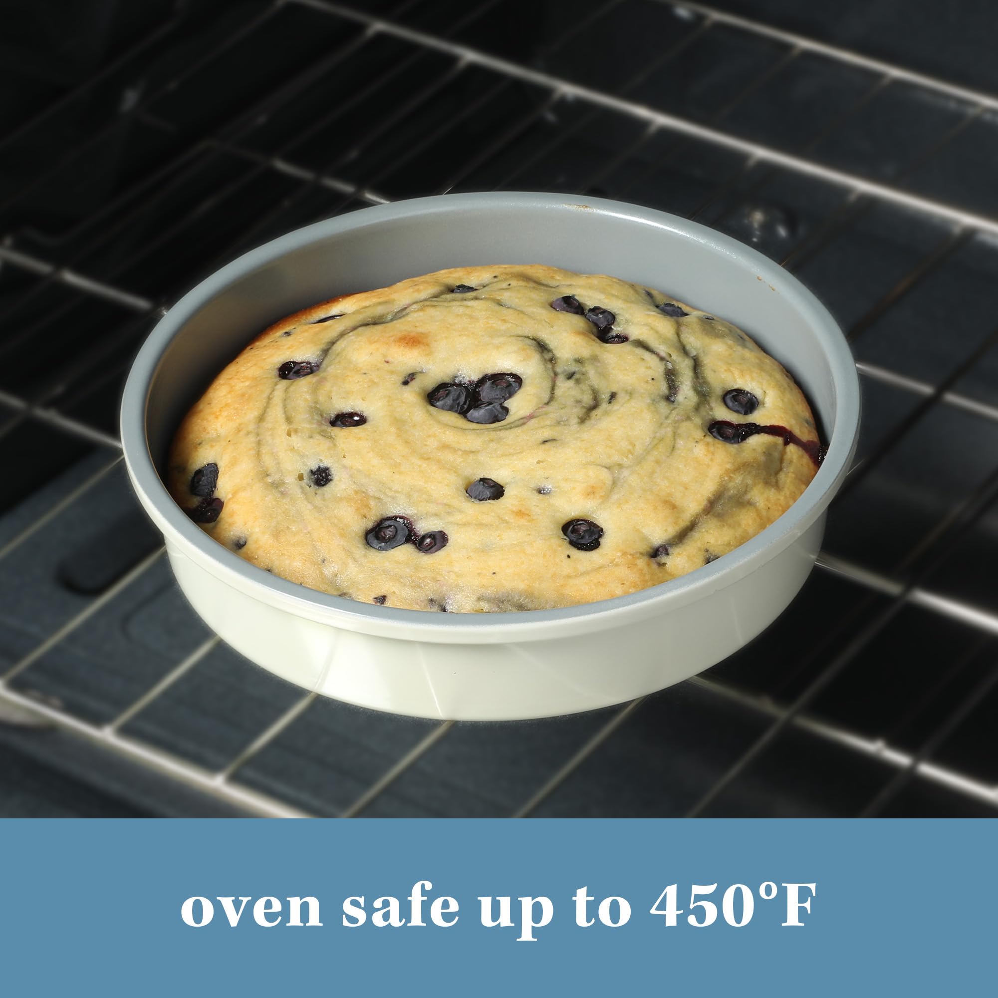 Sur La Table Kitchen Essentials Bake Sale 9 Inch PFOA, PFAS, PTFE Free Nonstick Round Cake Pan - Linen White