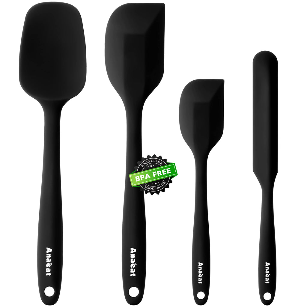 Anaeat Silicone Thin Spatula Set of 2 - Mini Brownie Serving Spatulas - Non Stick Spurtle Turner for Easy Cooking Eggs, Omelet, Pancake, Burgers, Pizza, Steak, Crepes, Heat Resistant & BPA Free