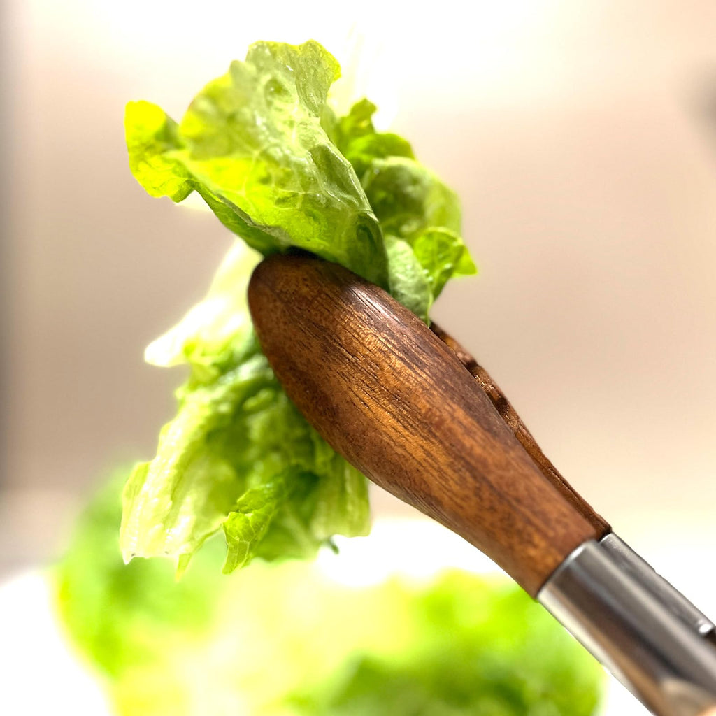 Wooden Tongs for Cooking with Walnut Tips, Serving & Salad Tongs