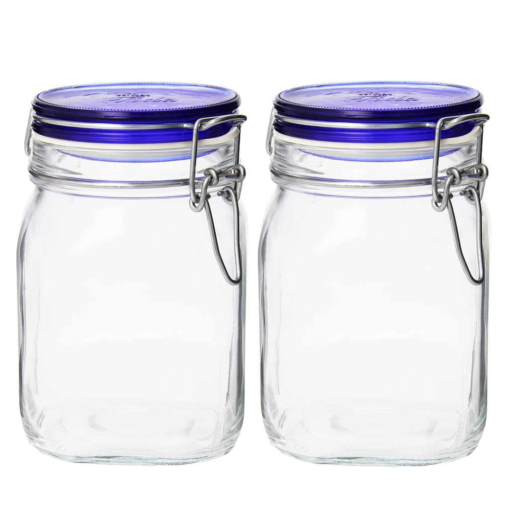 Bormioli Rocco Fido Collection, 2 Pack, 17 Oz. Food Storage Glass Jars, Airtight Rubber Seal & Glass Lid, With Stainless Wire Clamp, Made In Italy.