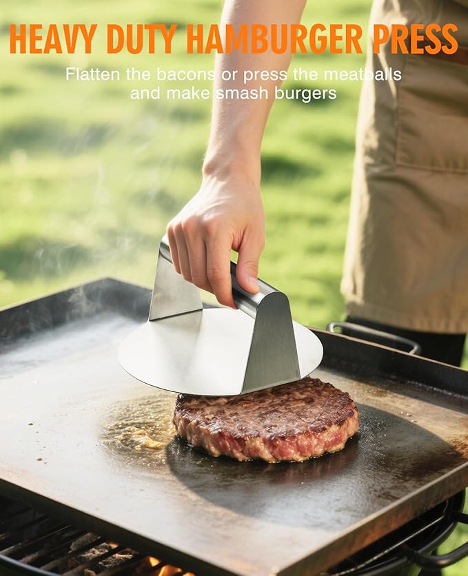 homenote Griddle Accessories for Blackstone, Commercial Grade 12 Inch Heavy Duty Melting Dome with Round Stainless Steel Smash Burger Press Perfect for Flat Top Hibachi Grill Outdoor Indoor