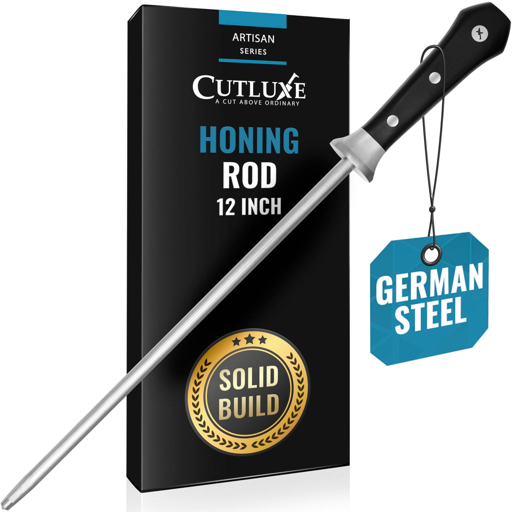 Cutluxe Honing Rod, 10" Knife Sharpener Steel – Honing Steel for Knives