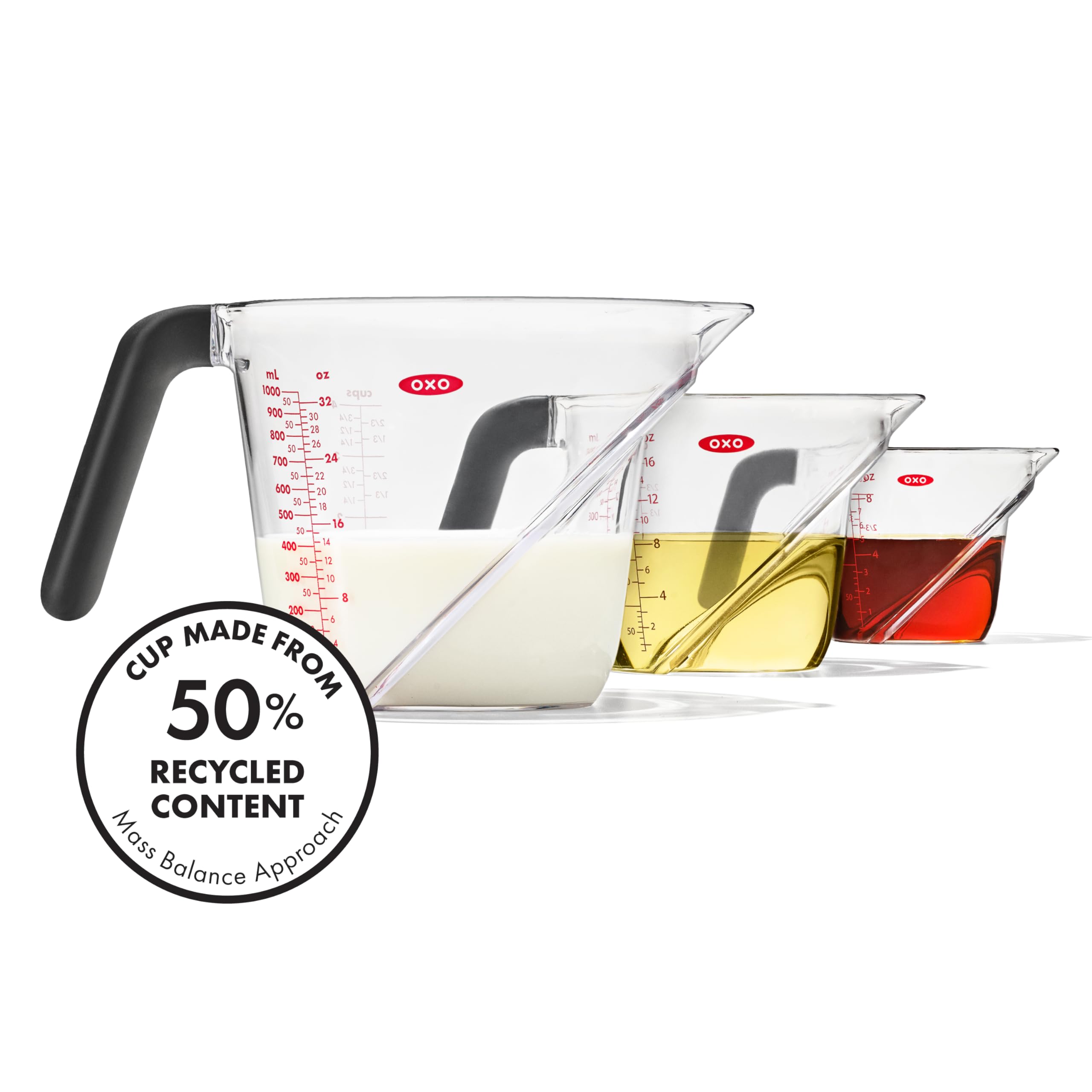 OXO Good Grips Angled Measuring Cups with Markings, Multi Size 3-Piece Set