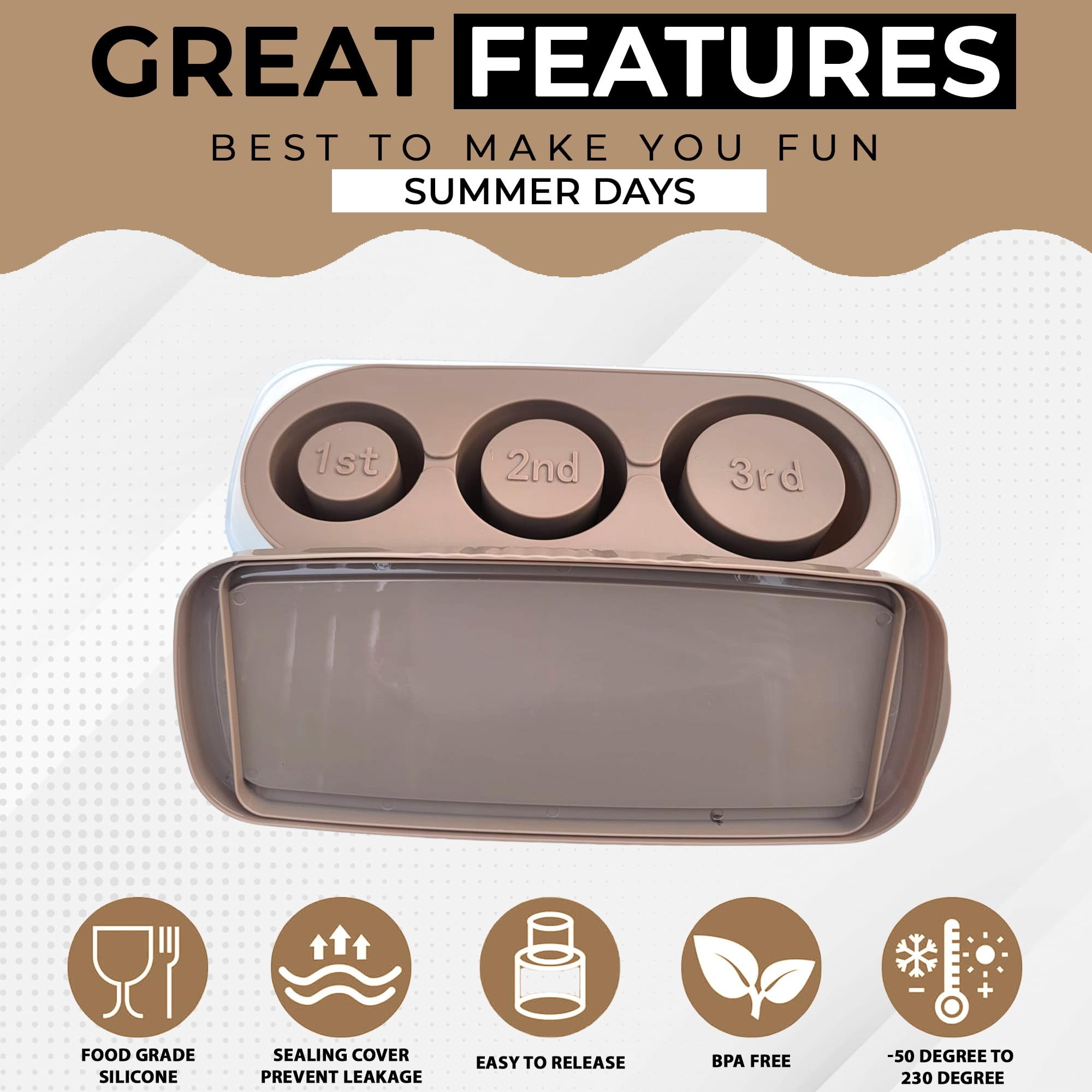 NKAM 20-40 oz Ice Molds for Stanley Cup - Silicone Ice Cube Tray with Lid and Bin for Chilling Cocktails, Whiskey, Drinks, Coffee - BPA-Free, Easy Fill and Release Ice Maker Tray for Freezer