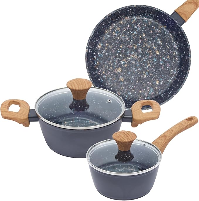 Jovire 3-Piece Nonstick Set | 9.25" Pan + 1.4/2.2QT Pots | PFAS-Free
