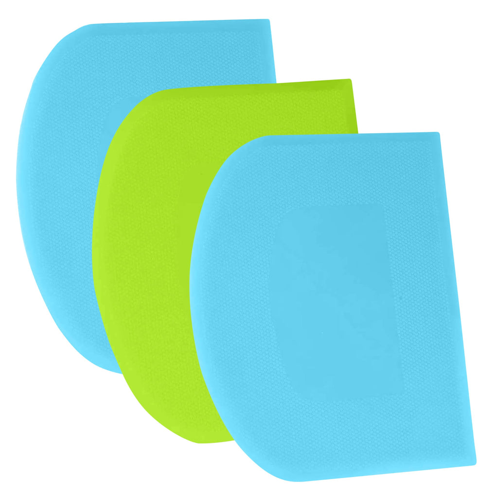 SURDOCA Dough Scraper Bench Scraper - 3P 4.7x3.7" Plastic Flexible Bowl Scraper, Sharp Edge & Angles Cake Scraper. Non-Slip Bakeware Decorating Tools Sculpting & Modeling Tools - Green+White+Green