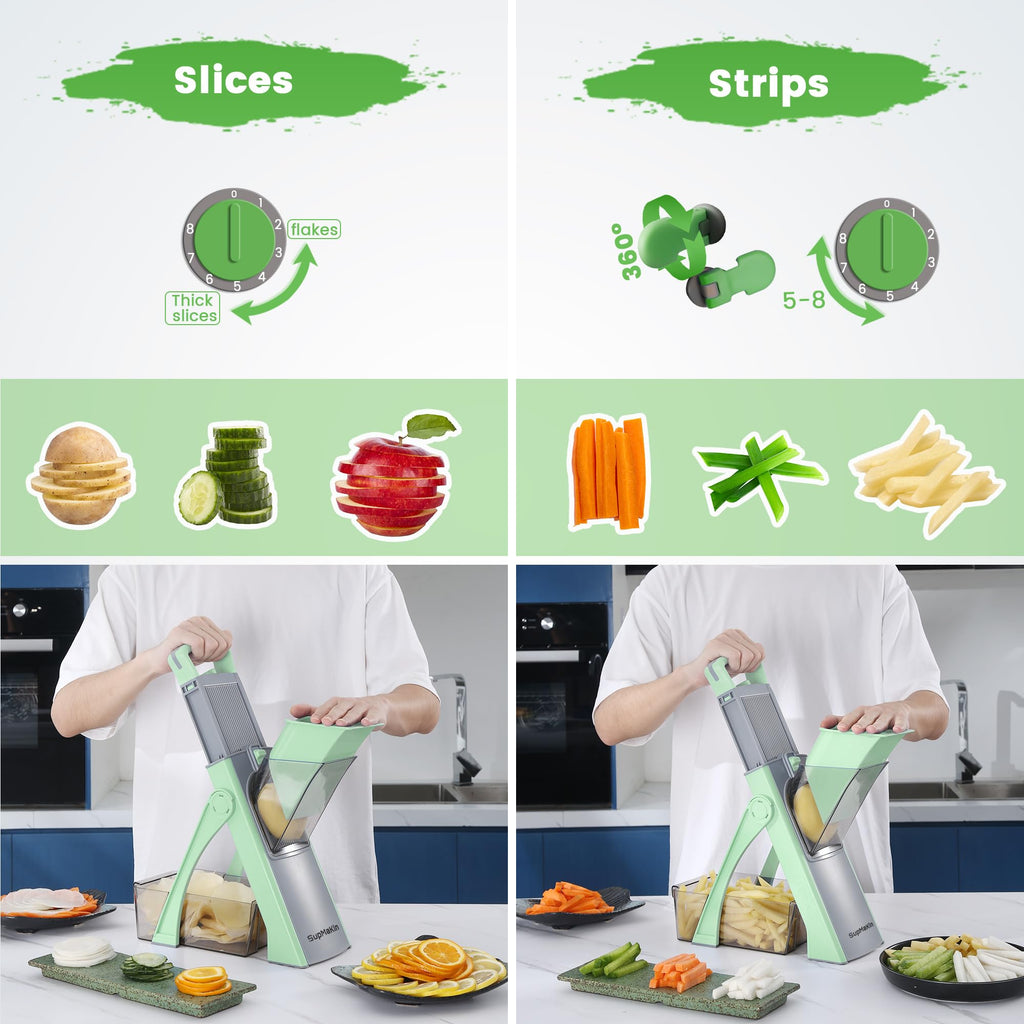 SupMaKin Safe Mandoline Slicer Plus for Kitchen Adjustable Vegetable Slicer