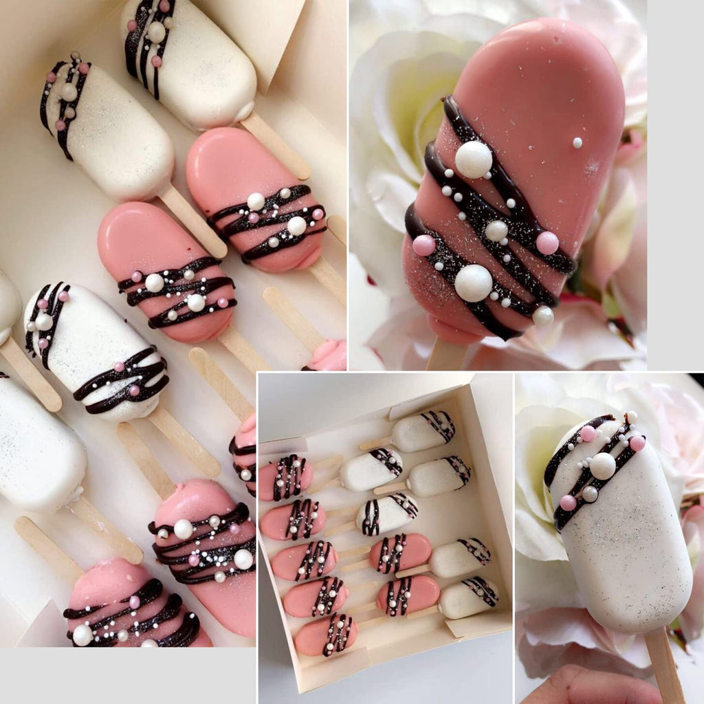 Sakolla 2 Pack 4 Cavity Mini Popsicle Silicone Molds with 50 Wooden Sticks