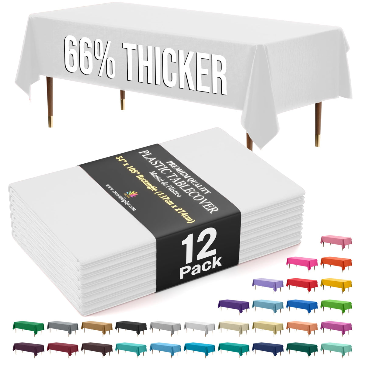 Exquisite Party Solids 66% Thicker Premium Plastic Table Cloth Rectangle Table Cover 0.5 Mil 12 Pack Red Table Cloth 54 Inch x 108 Inch Disposable Tablecloth Won't Tear Easily Like Cheap Thin Brands