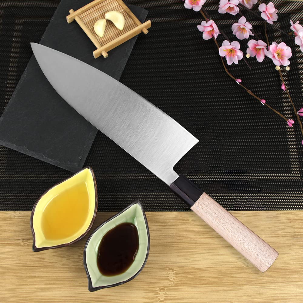 WILDMOK Left Handed 7 Inch Deba Knife German Stainless Steel Sashimi Knife Asian Usuba Salmon Knife for Left Handed