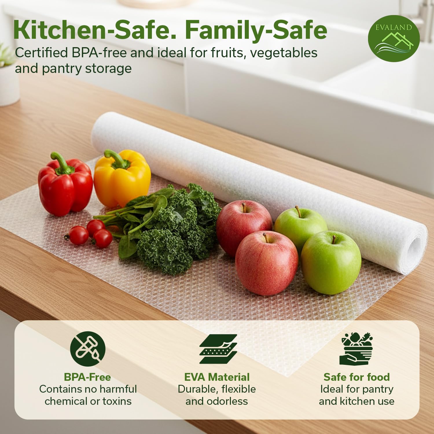 EVALAND Shelf Liners for Kitchen Cabinets Non-Adhesive 12" x 20 FT Clear Drawer Liner Non Slip, Washable Cabinet Liner, Waterproof Shelf Liners for Cabinets, Refrigerator Bathroom Pantry Cabinet Mat