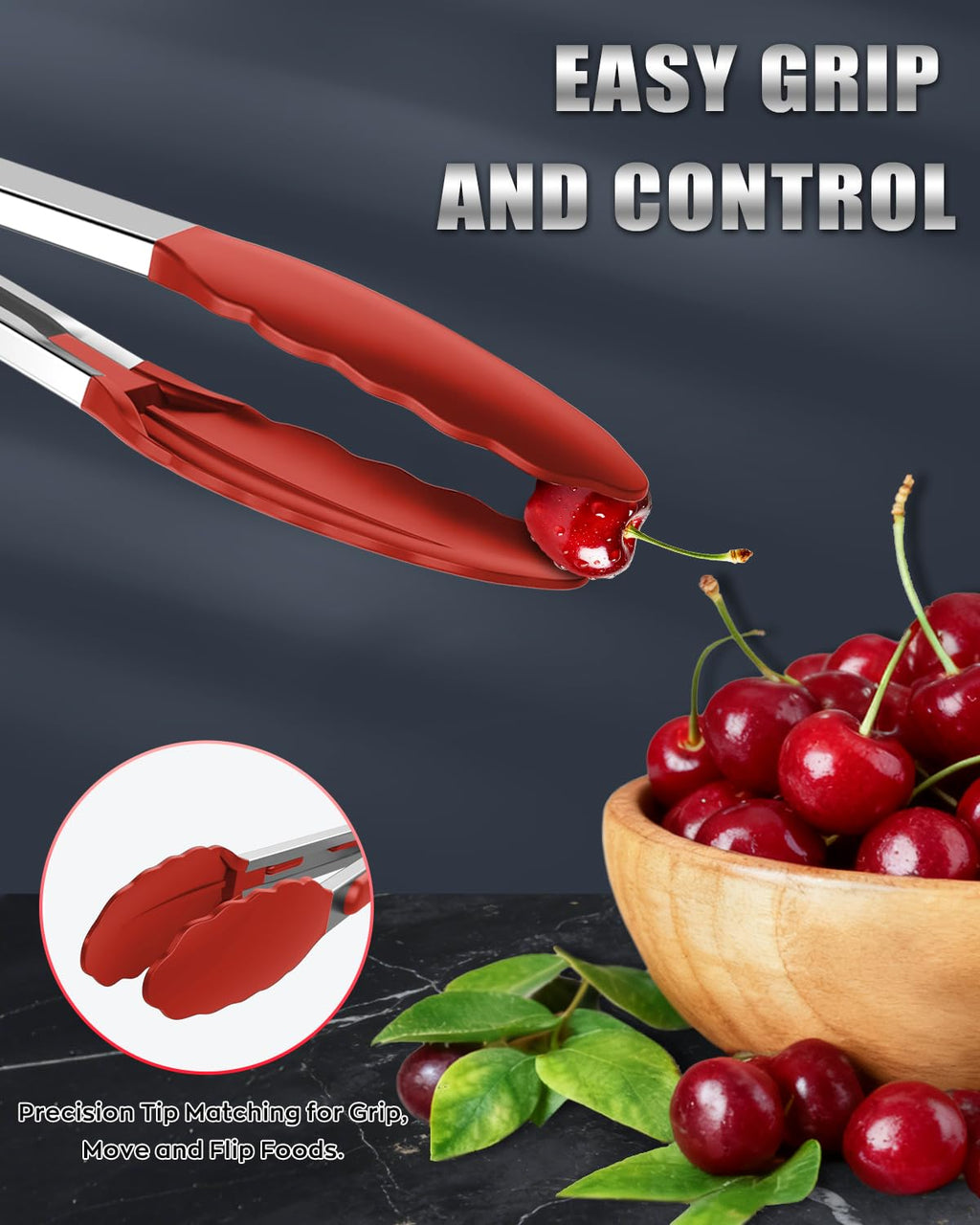 Bnlcd Good Grip Cooking Tongs with Silicone Tips, Set of 3-7" 9" and 12"