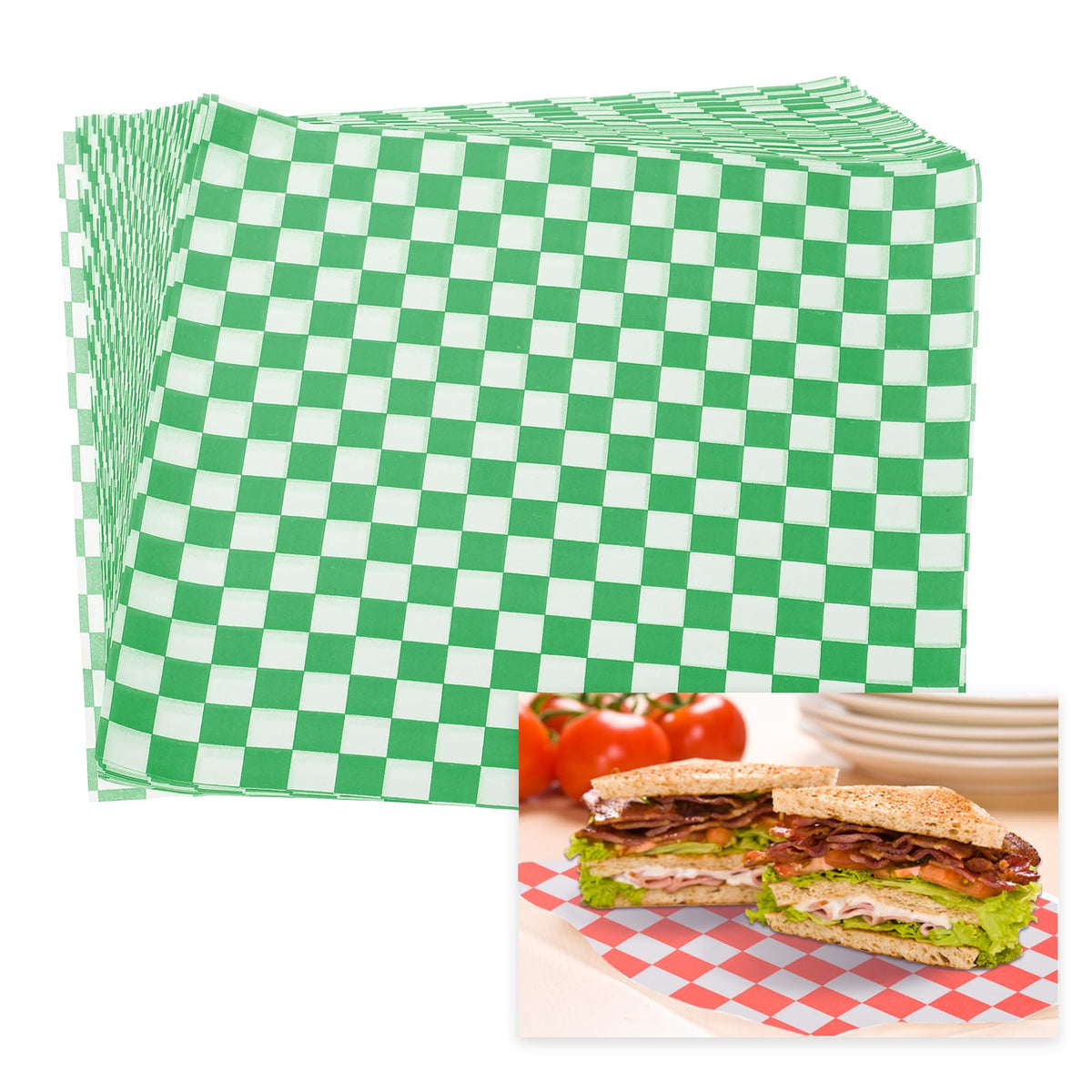 PATIKIL 7.1" x 7.1" Waxed Paper Sheets, 50Pcs Square Pattern Oil-absorbing Dry Food Wrapping Paper for Bakery Coffee Shop Home Baking Kitchen DIY, Red