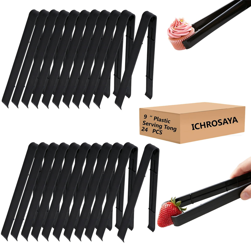 ICHROSAYA Plastic Serving Tongs Disposable Kitchen Tongs for Food Salad