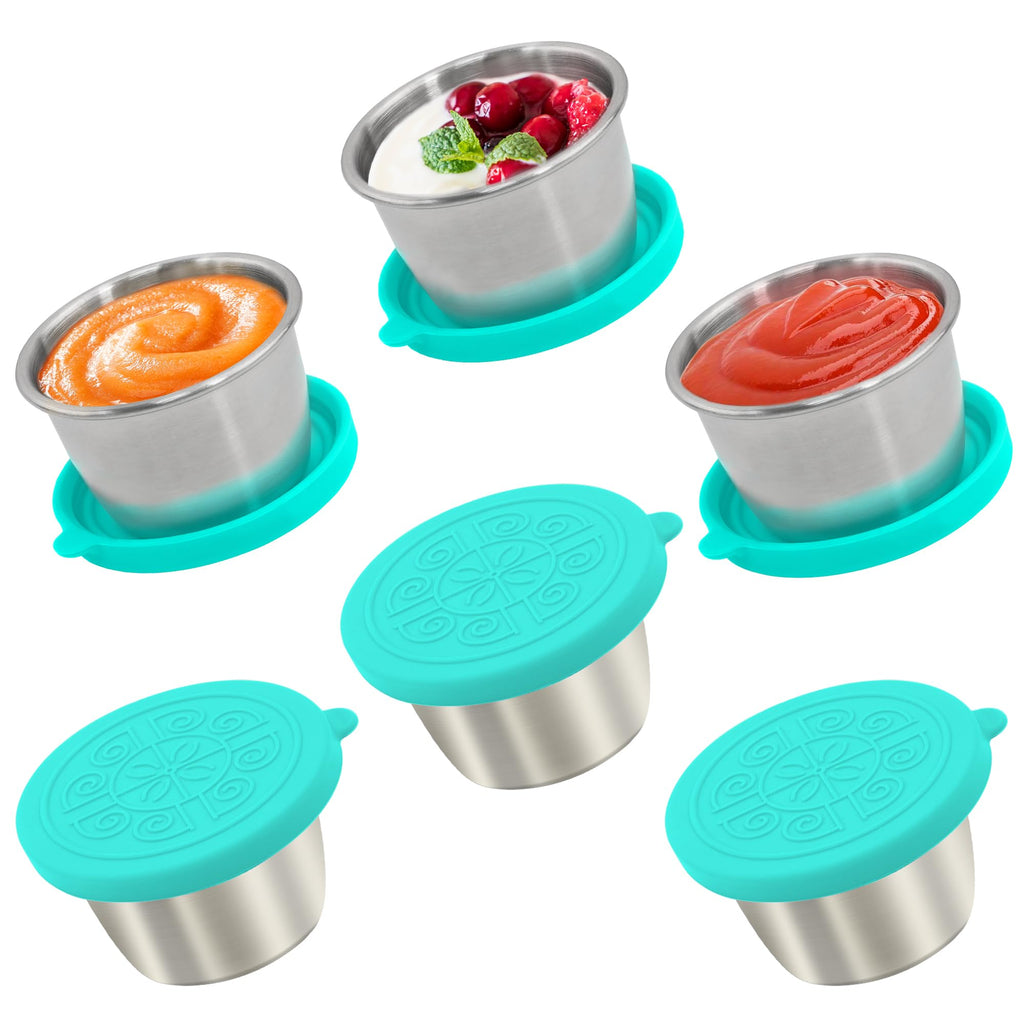 Qukaka 1.6 oz Stainless Steel Salad Dressing Containers with Lids, 6 Pack
