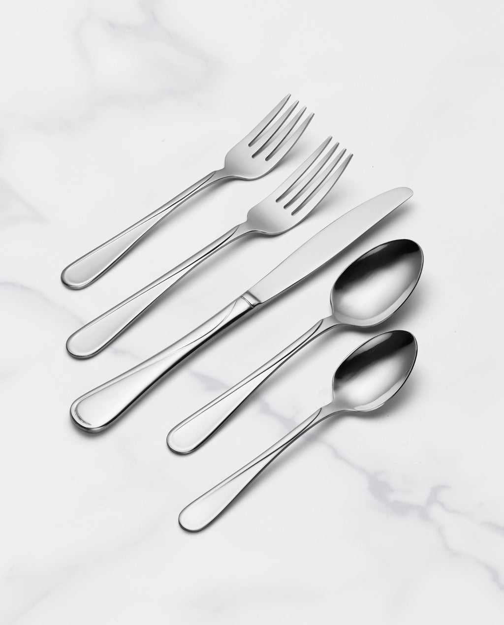Oneida Silverware Set For 4, Flight 20-Piece Everyday Flatware Set, Service For 4, 18/0 Stainless Steel, Swirl, Mirror Finish, Dishwasher Safe, Knives Spoons and Forks Set, Dining (Silver, 20 Pieces)