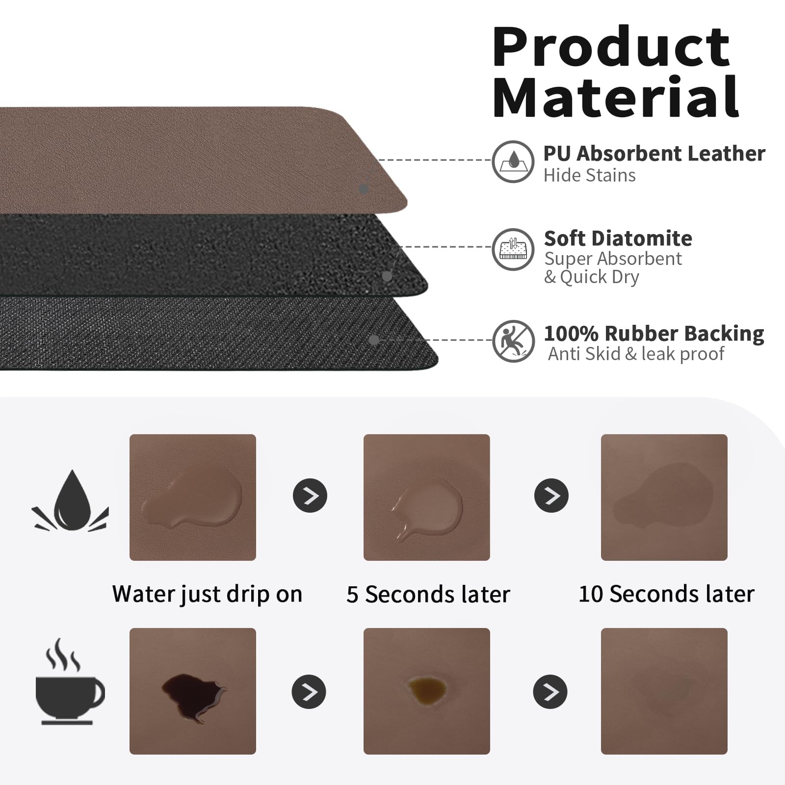 HotLive Coffee Mat - Absorbent Hide Stain Rubber Backed Dish Drying Mat for Kitchen Counter - Bar Mats for Countertops Accessories Fit Under Coffee Maker Espresso Machine