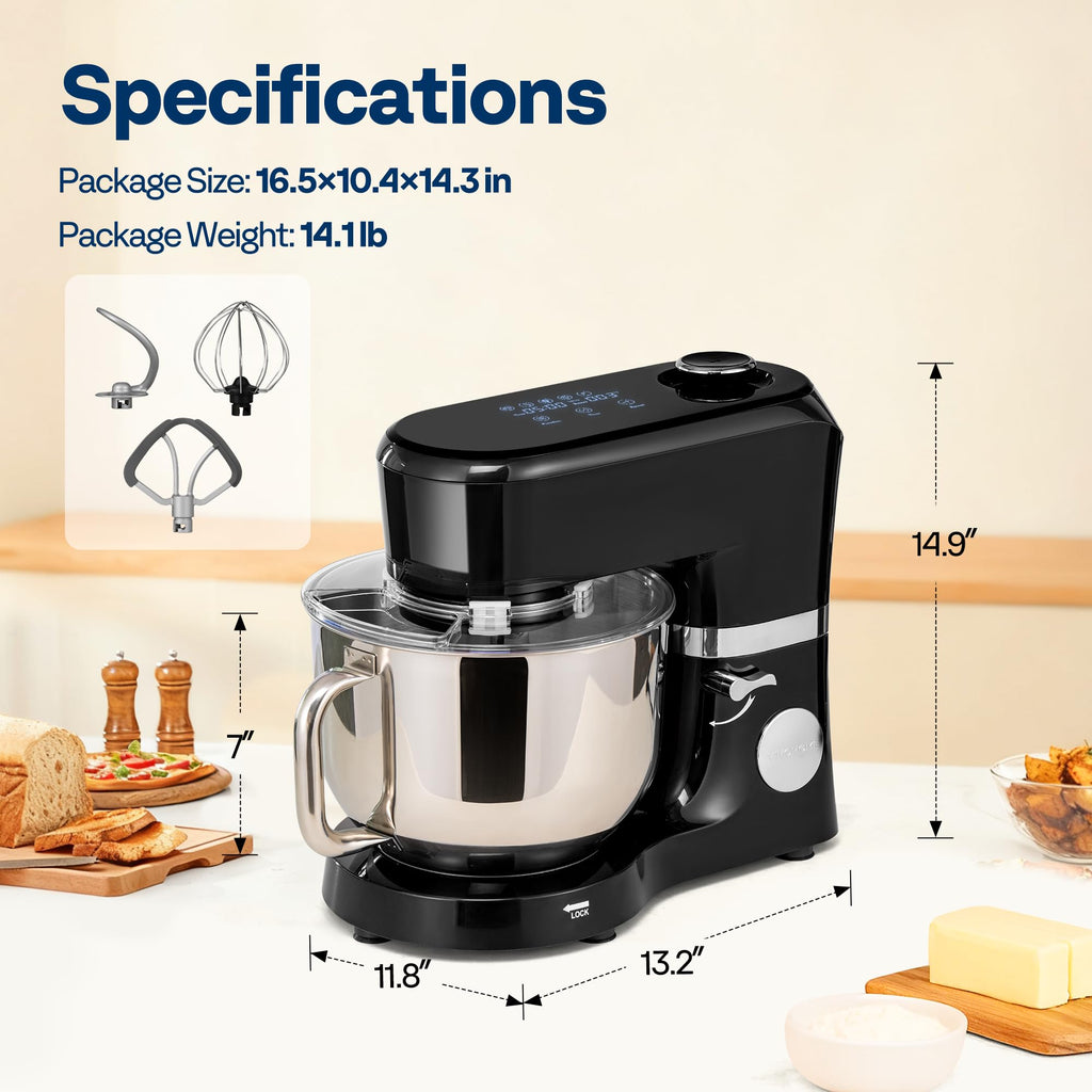VIVOHOME Stand Mixer with Dough Proofing, 6-Quart Tilt-Head Mixer, Black