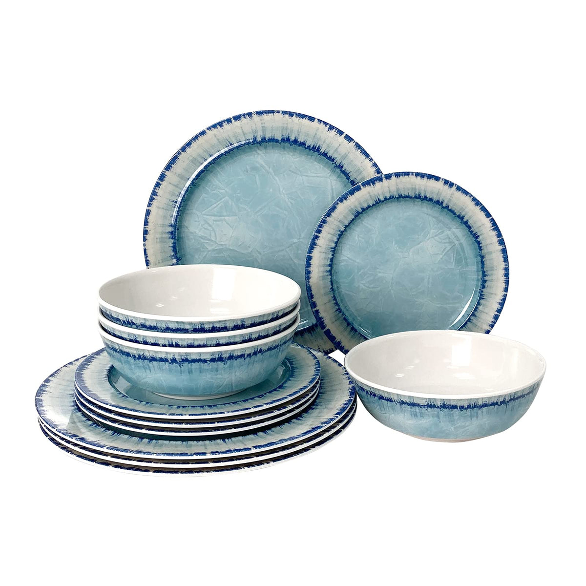 AELS Melamine Dinnerware Set of 18 Pcs Dinner Dishes Set for Indoor and Outdoor Use, Dishwasher Safe, Lightweight Unbreakable, BPA Free (Navy, Service for 6 (18pcs))