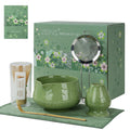 ZENS Matcha Whisk Set, 6Pcs Matcha Kit Set Includes Ceramic Bowl, Bamboo Whisk and Chasen Holder,Scoop, 304 Stainless Sifter & Tea Mat, Matcha Set for Tea Ceremony, Blue