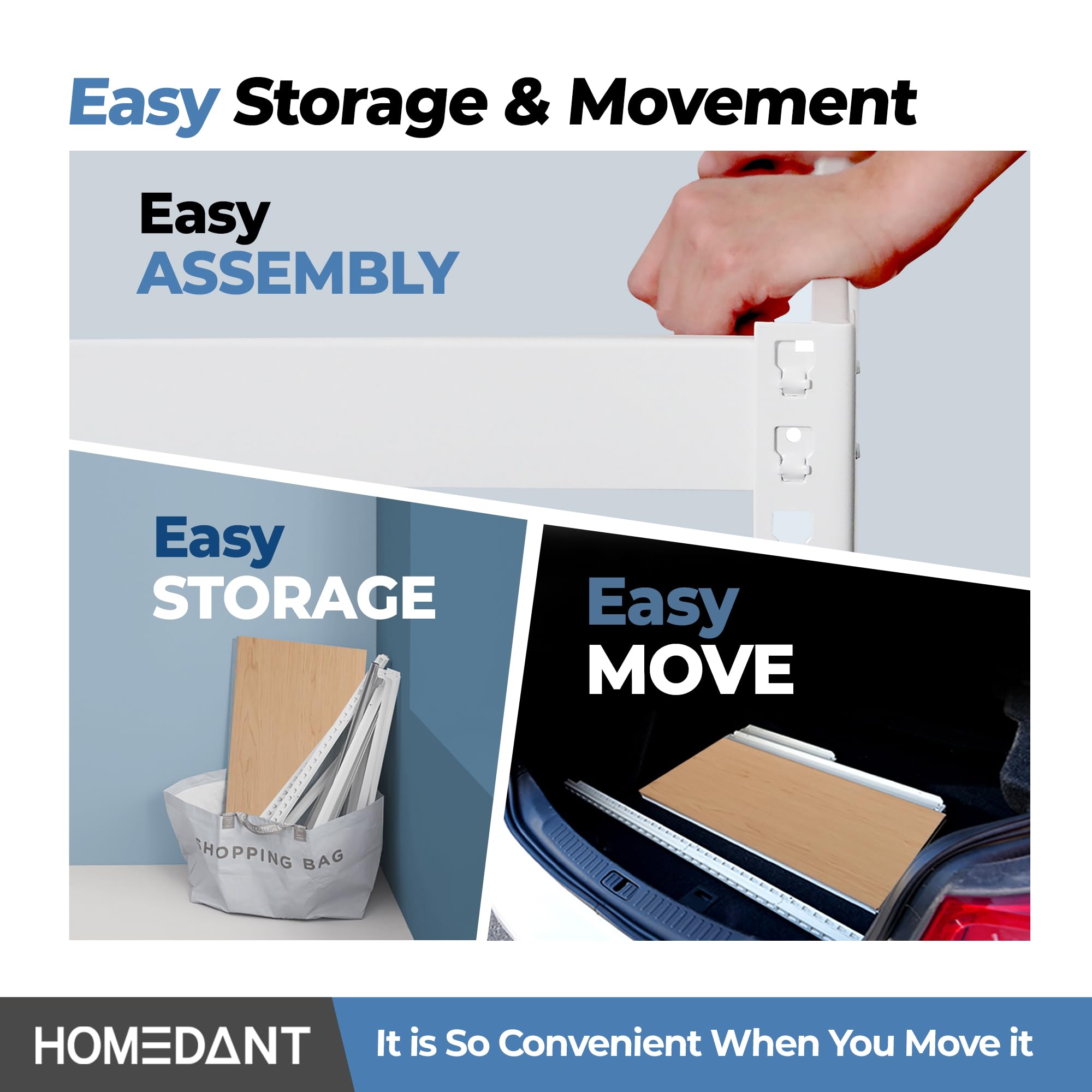 HOMEDANT 5 Tier Laminated White Boltless Metal Shelving Unit Adjustable Garage Storage Utility Rack Heavy Duty Shelves Organization Multipurpose Shelf Warehouse Pantry 28" W x 12.3" D x 59.5" H 1Pack