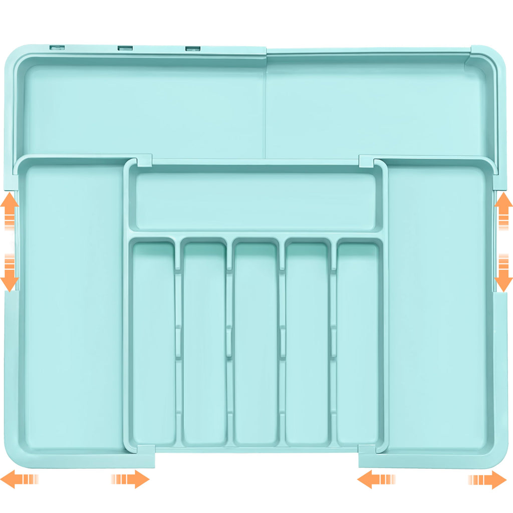 Spaclear Large Silverware Drawer Organizer Expandable Kitchen Utensil Organizer BPA Free Flatware Cutlery Holder Tray Adjustable Plastic Drawer Divider Storage for Forks Knives 6-9 Slots White