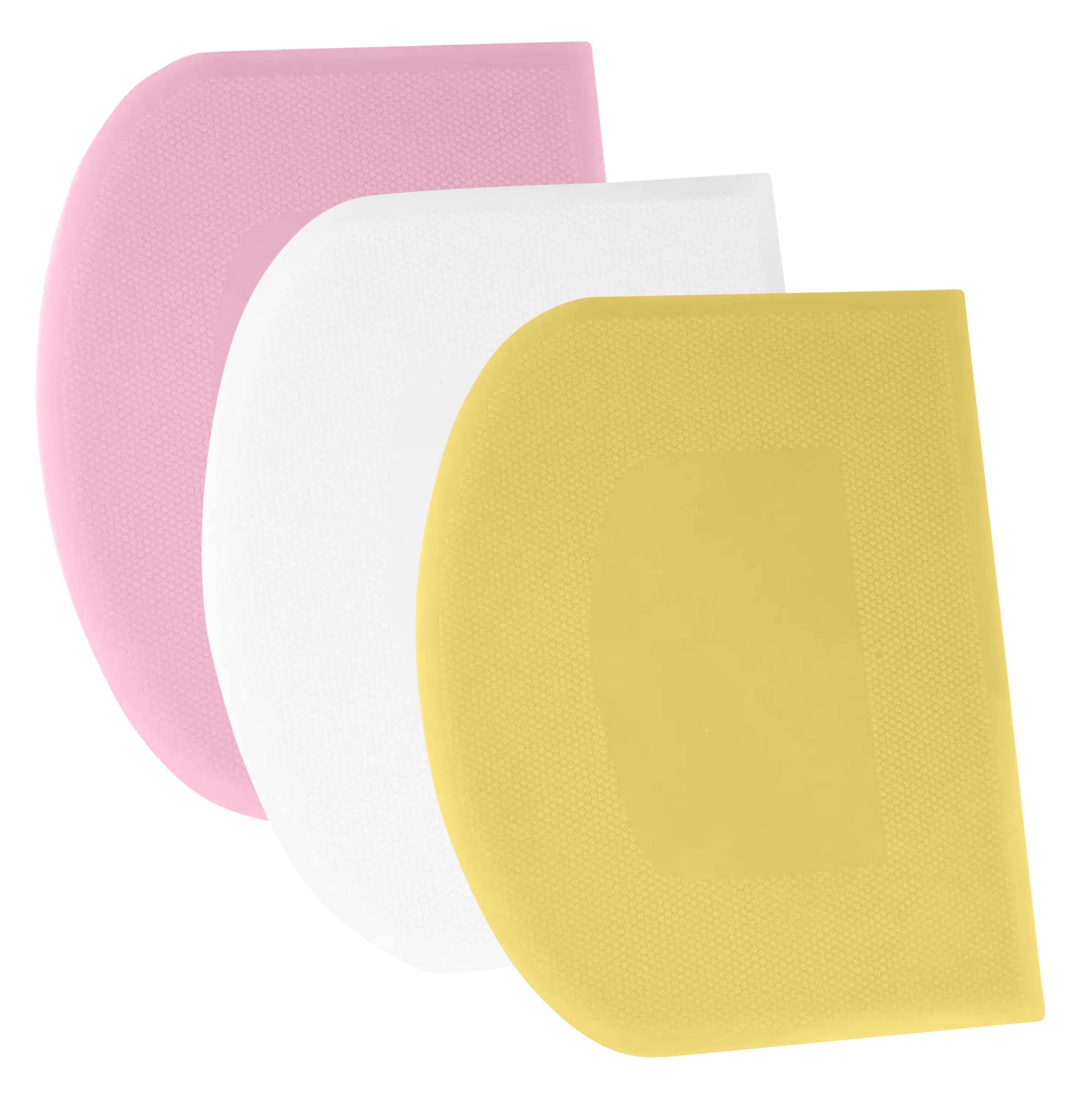 SURDOCA Dough Scraper Bench Scraper - 3P 4.7x3.7" Plastic Flexible Bowl Scraper, Sharp Edge & Angles Cake Scraper. Non-Slip Bakeware Decorating Tools Sculpting & Modeling Tools - Yellow+White+Pink