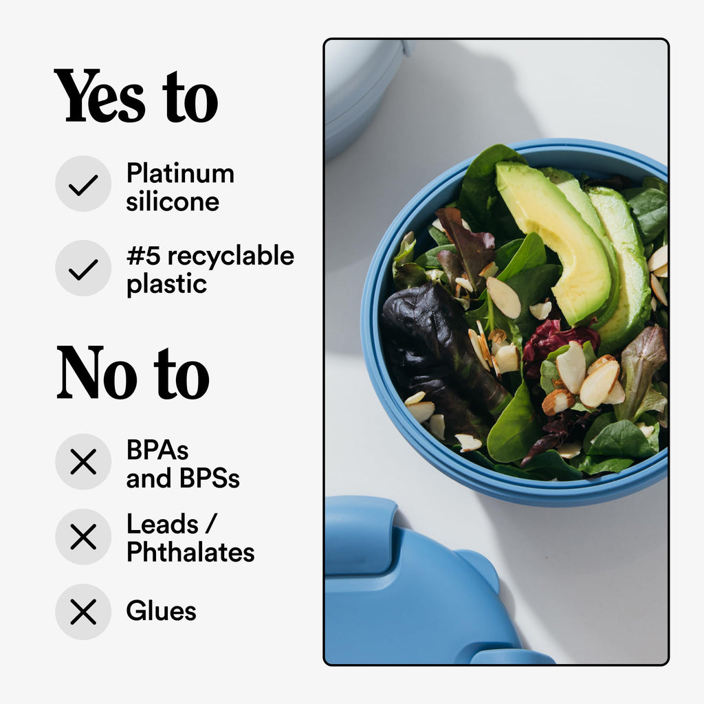 STOJO Collapsible Bowl - Translucent 36oz - Reusable Silicone Bowl (Translucent Steel Blue)
