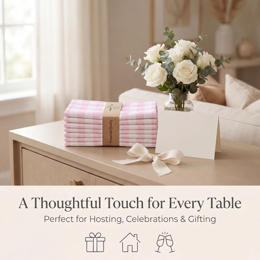 Urban Villa Cloth Napkins 100% Cotton Dinner Napkins Set of 12(20"x20") Highly Absorbent Washable Durable Reusable Napkins Ideal for Hotel Collection Lunch Restaurant Farmhouse Parties - Pink White