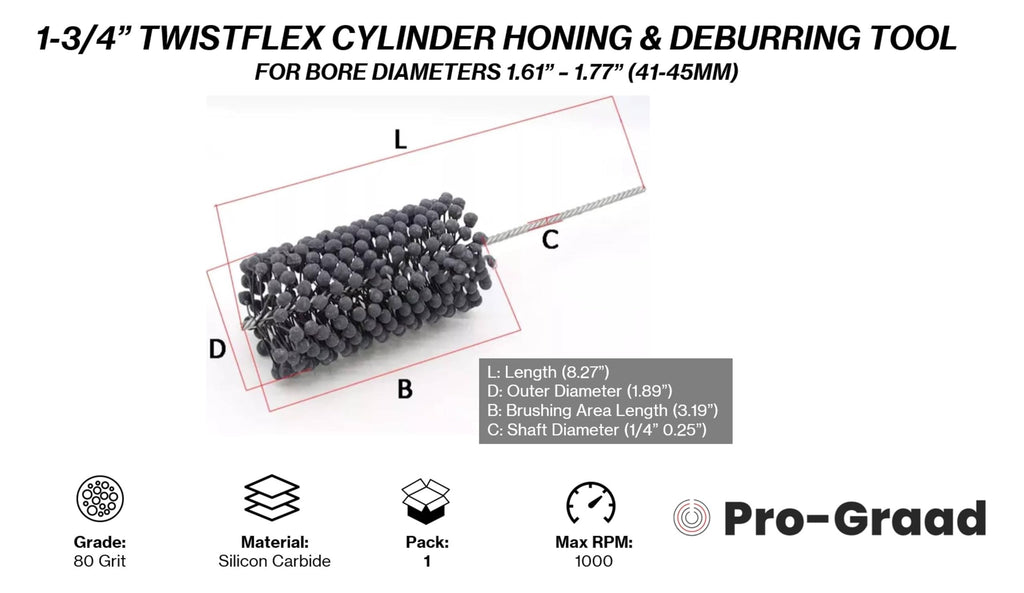 3" 240 Grit Silicon Carbide TwistFlex Cylinder Hone for 2.8"- 3.02" Bores