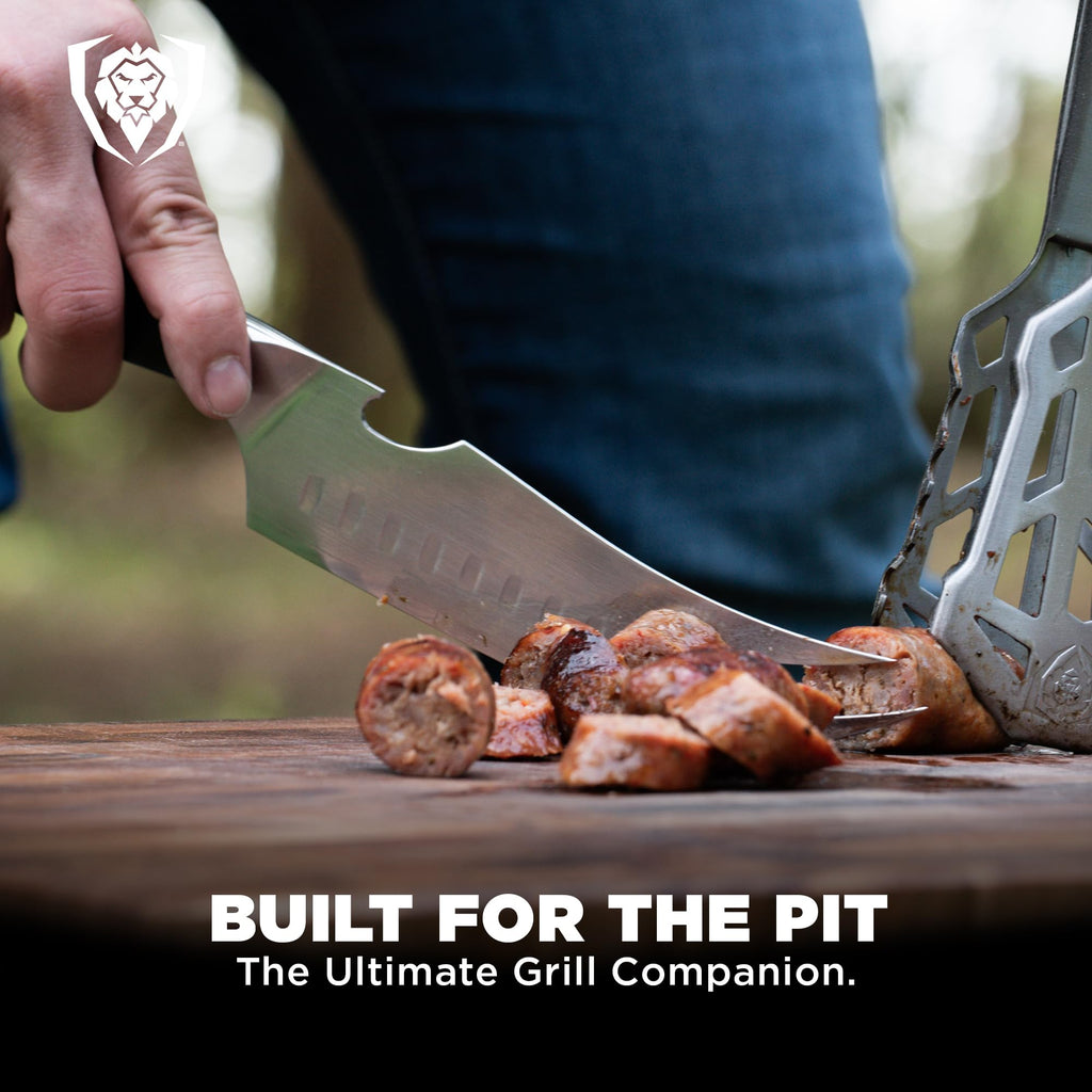 Dalstrong 8" Pitmaster BBQ Knife — Forked Tip & Built-In Bottle Opener — AUS-10V Japanese Steel, 62+ HRC — For Grilling, Smoking & BBQ Service — G10 Handle, Shogun ELITE, customer support