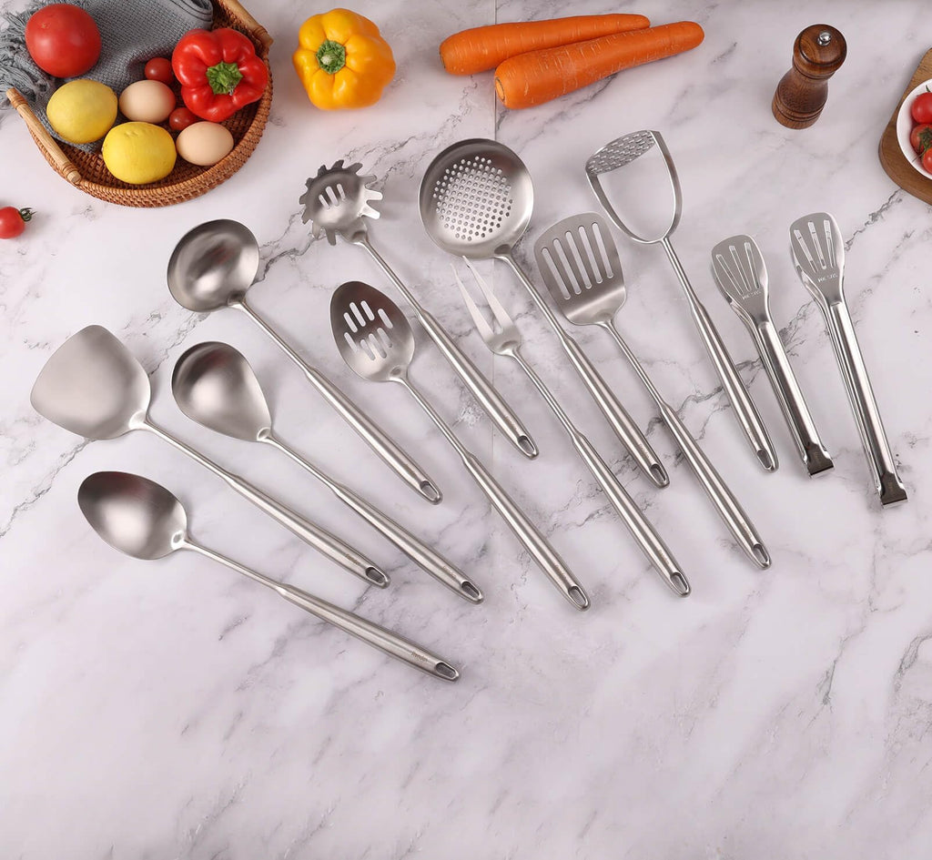 6 PCS All Metal Cooking Utensils Set - 18/10 Stainless Steel Kitchen Tools