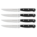 DURA LIVING Premium 4-Piece Steak Knife Set – Sharp Serrated Blades, Forged High Carbon Stainless Steel, Full Tang, Ergonomic Handle, Black – Perfect for Dining