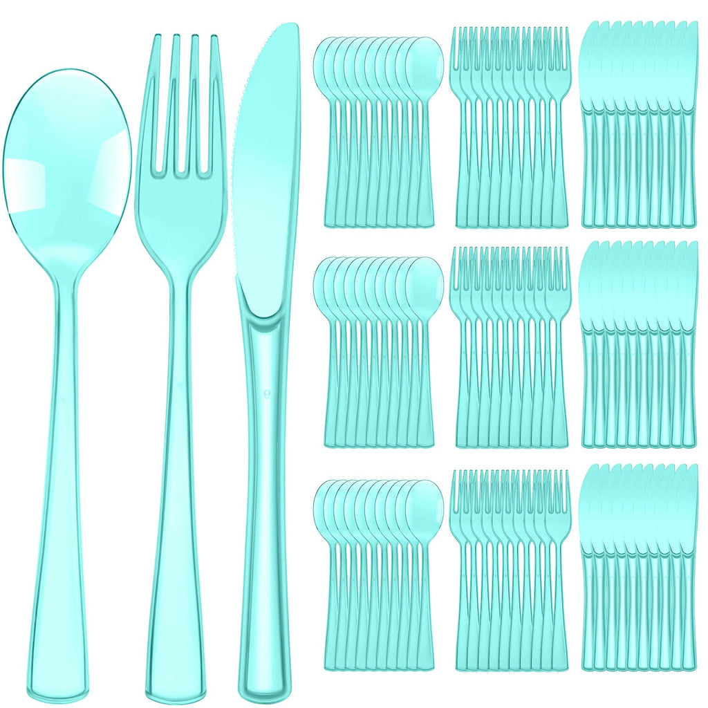 Minatee 150 Pcs Purple Disposable Cutlery Set, Plastic Silverware Set