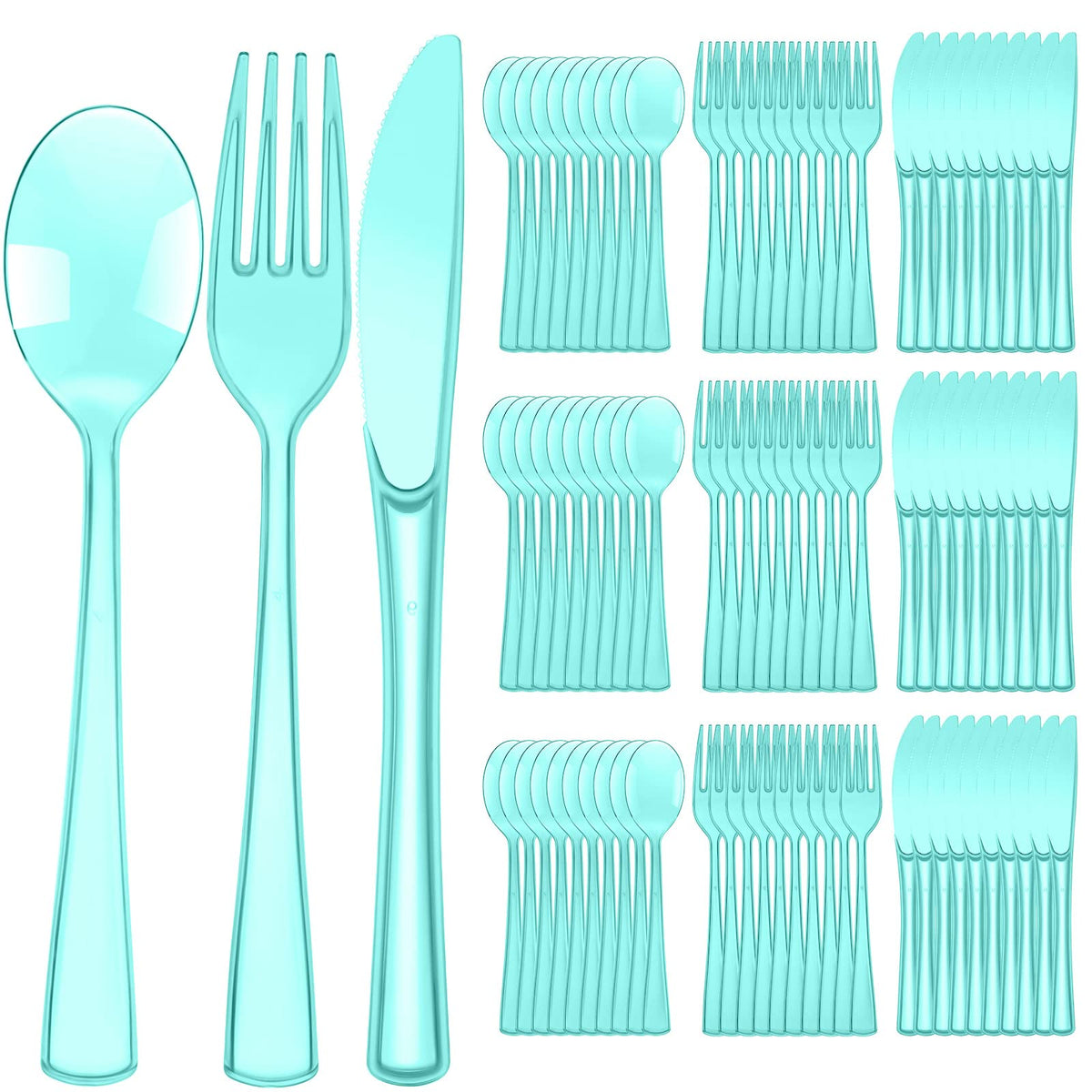 Minatee 150 Pcs Purple Disposable Cutlery Set, Plastic Silverware Set