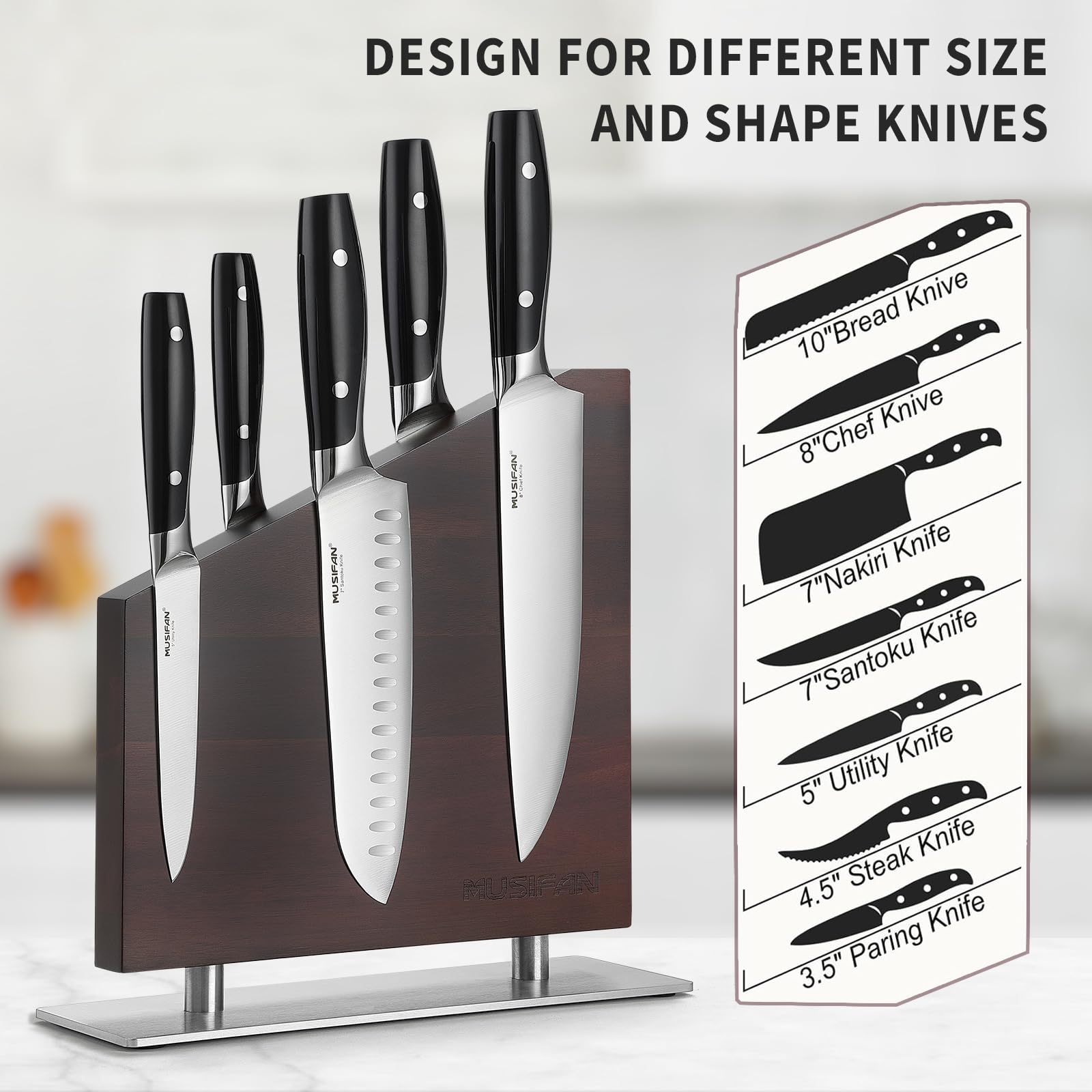 Magnetic Knife Block Without Knives,Magnetic Universal Stands with Strong Enhanced Magnets Strip Kitchen Storage Cutlery Large Organizer ，Knife Holder for Kitchen Organizer