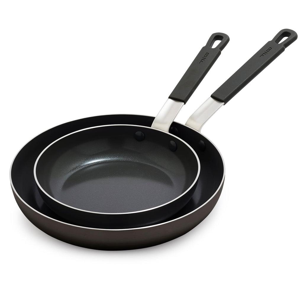 GreenPan x Bobby Flay 2 Piece (8"&10") Ceramic Nonstick Skillet Set, Black