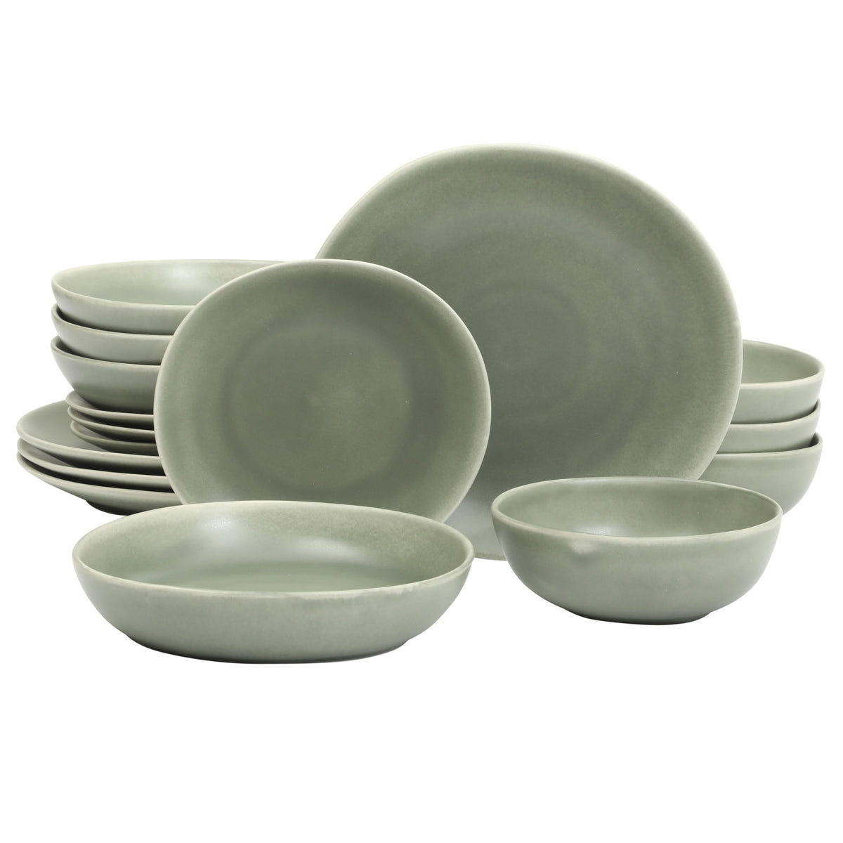 Gibson Elite Echo Bay 12 Piece Porcelain Reactive Glaze (Service for 4) Ceramic Plates and Bowls Modern Stackable Dinnerware Set - Blue