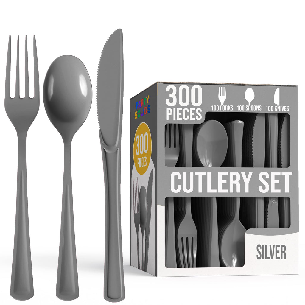 Party Solids Dark Blue Plastic Silverware 300 Pcs Dark Blue Cutlery Set