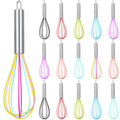 Domensi 16 Pcs 10 Inch Whisks Bulk for Cooking Silicone Whisks Non Scratch Stainless Steel Hand Coated Metal Heat Resistant Egg Beaters for Classroom Cook Party Favor Gift Supplies