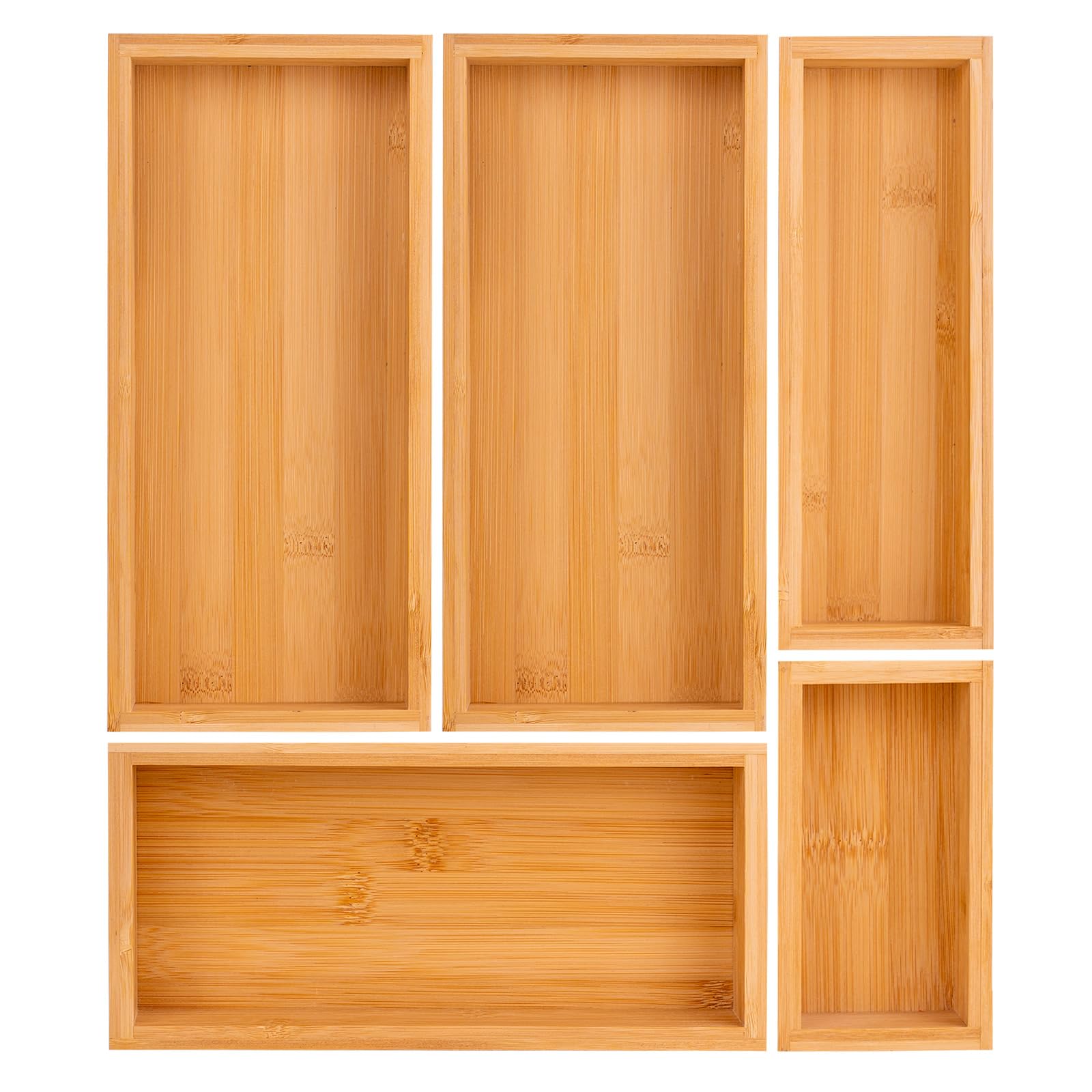 Teicui bamboo drawer organizer Set,expandable drawer dividers,wooden storage organizers,drawer organizers for kitchen, bathroom,flatware,Tea Bag Organizer (1 X 5PCS Natural)