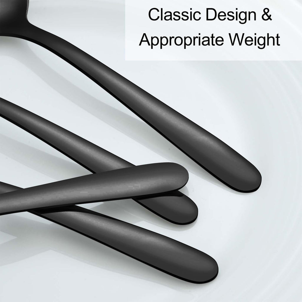 Pleafind 36 Pieces Black Teaspoons Set - 6.2 inch, Spoon Silverware, Stainless Steel Tea Spoons, Mirror Polished Small Teaspoon, Dessert Spoons for Home, Kitchen, Restaurant, Dishwasher Safe