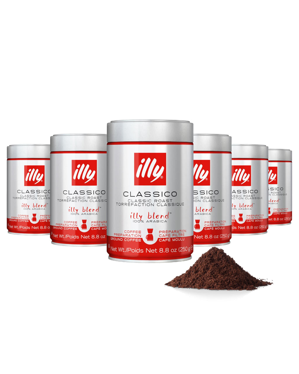 illy Intenso Ground Espresso Coffee, Intense, Robust and Full Flavored With Notes of Deep Cocoa, 100% Arabica Coffee, No Preservatives